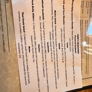 Bar Menu