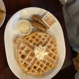 Waffle with side of susage