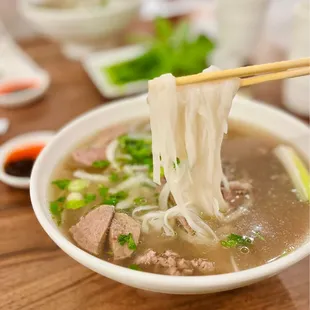 Steak and meatball pho