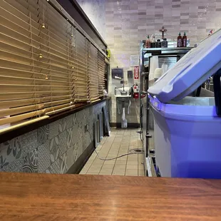 Blinds down - mean people are eating.