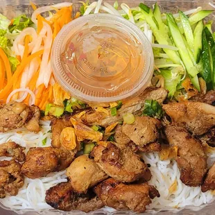 Lemongrass pork vermicelli bowl.