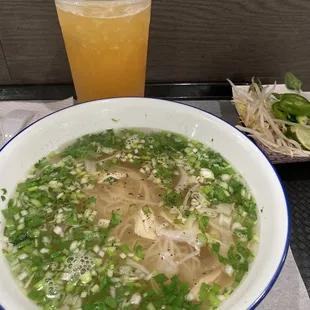 Chicken Pho with Peach Tea