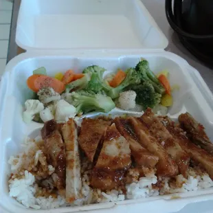 Pork with Jasmine rice and vegetables