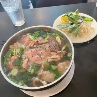 Pho in savory broth