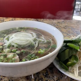 Pho Noodle Soup with Sliced Rare Tender Beef