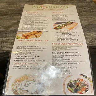 a menu on a table