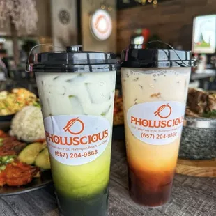 Green thai tea and Orange thai tea