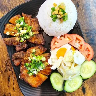 Pork chop with steam rice