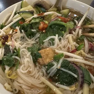 Veggie Pho Noodle Soup with tofu.