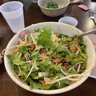 Vermicelli with pork, shrimp, and egg roll.