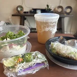 Chicken Pho Noodle Soup Pork Spring Roll