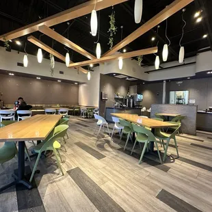 a restaurant with tables and chairs