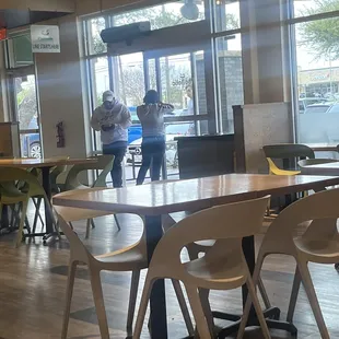 There she is opening the door for people thinking it's close. Both doors were locked