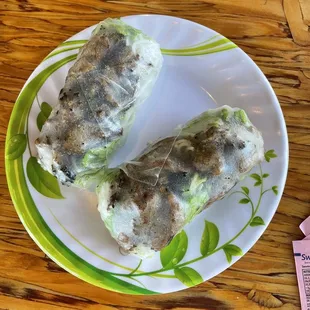 Grilled pork spring rolls