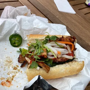 Half eaten Bahn Mi. So good!