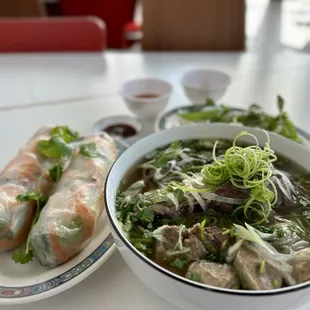 Pho + Shrimp &amp; Pork spring rolls