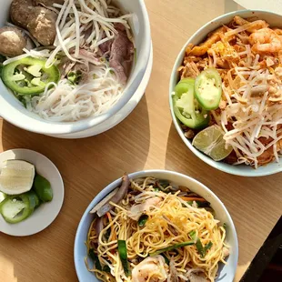 Beef Pho (Rare Steak, Brisket &amp; Meatballs) Beef Noodles Soup Pad Thai Garlic Noodles