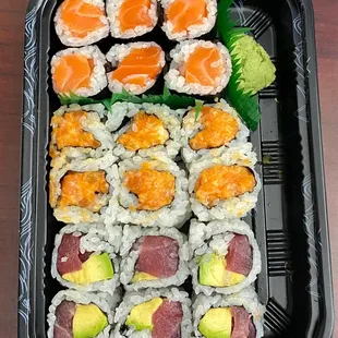 Three Any 3 Roll Lunch Special- salmon, spicy salmon, tuna avocado