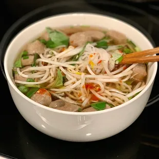 Beef Ball Noodle Soup replated at home