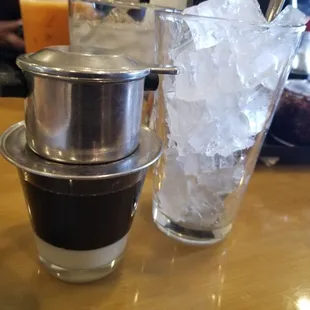 a cup of coffee and ice