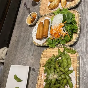 two plates of food on a table