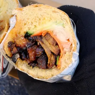 Pork Belly Banh Mi Cross Section