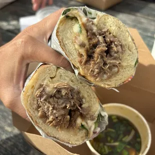 Oxtail cheesesteak banh mi