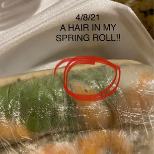 Hair in my spring rolls