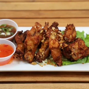 a plate of chicken wings