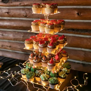 a display of cupcakes
