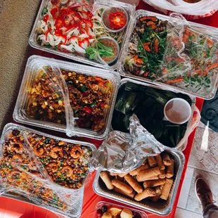 The egg rolls are from Phuc Loc. The rest are a mix between Tram Chim and Huong Hue