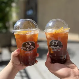 Peach black tea ($7.25) &amp; Lucky tea ($7.25)