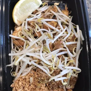 This is the $5 Tuesday Pad Thai special, available all day Tuesdays. Their portion size has gotten substantially smaller- by almost 8oz.