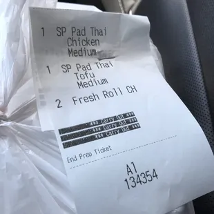 2 orders of Pad Thai, one with chicken/one with tofu, and 2 orders of Fresh Rolls with chicken, all for $19! Deal!