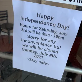 Today's hours for Phuket Thai! Happy holidays everyone!