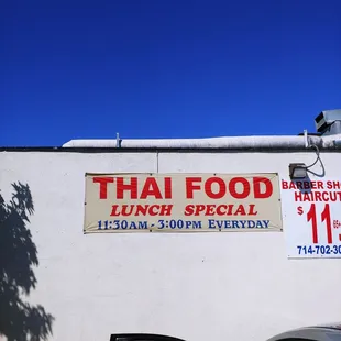 Sign for lunch special times.