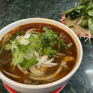 a bowl of soup on a table