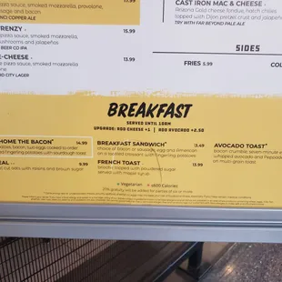 breakfast menu