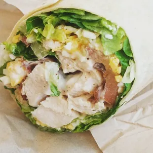 The best chicken wrap ever..  just the right ingredients and filling.