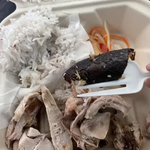 Very sad, hopefully its not always like this. Not crispy at all. Rice was not cooked well as well. Definitely not worth $15!!