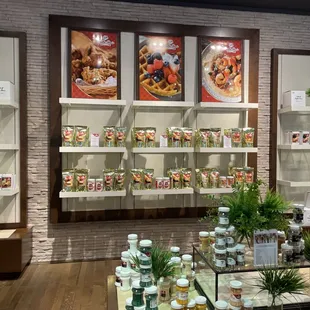 a display of food items