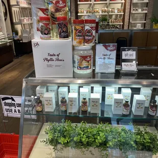 a display of food items