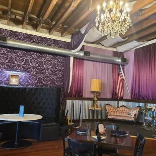 seating and chandelier