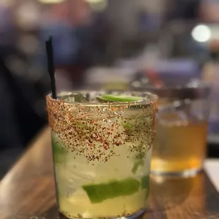 Spicy mezcal margarita with fresh muddled jalapeños