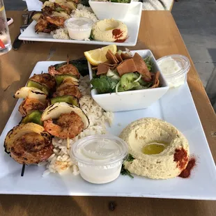 two plates of food on a table