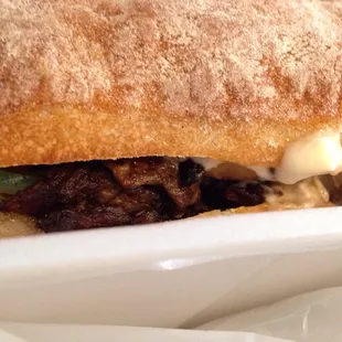 Closeup of the beef shawarma panini