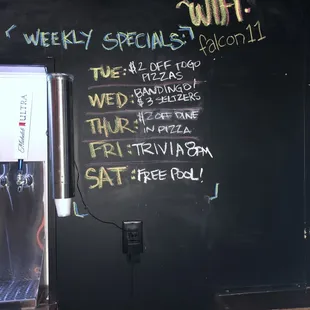 a menu on a chalkboard