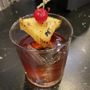 Pineapple cherry old fashioned