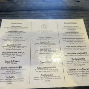 Saturday Brunch Menu corca May. 2024