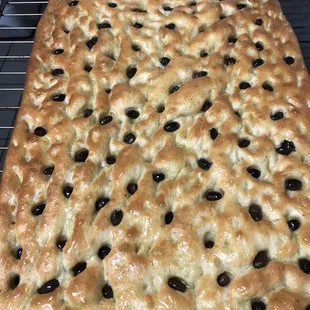 Homemade Focaccia with Olives.